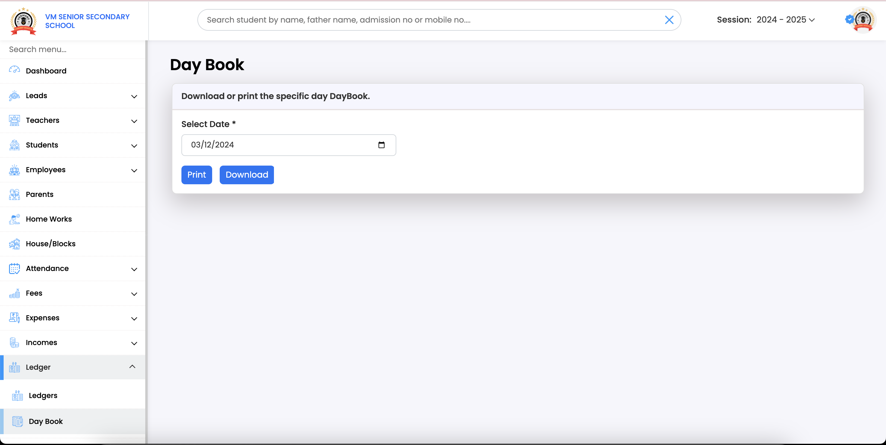 Day book format For school