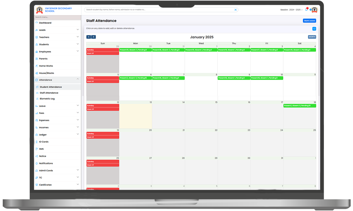Staff attendance - Online Biometric Attendance