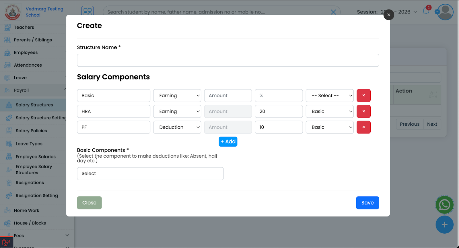 Employee salary management in payroll software
