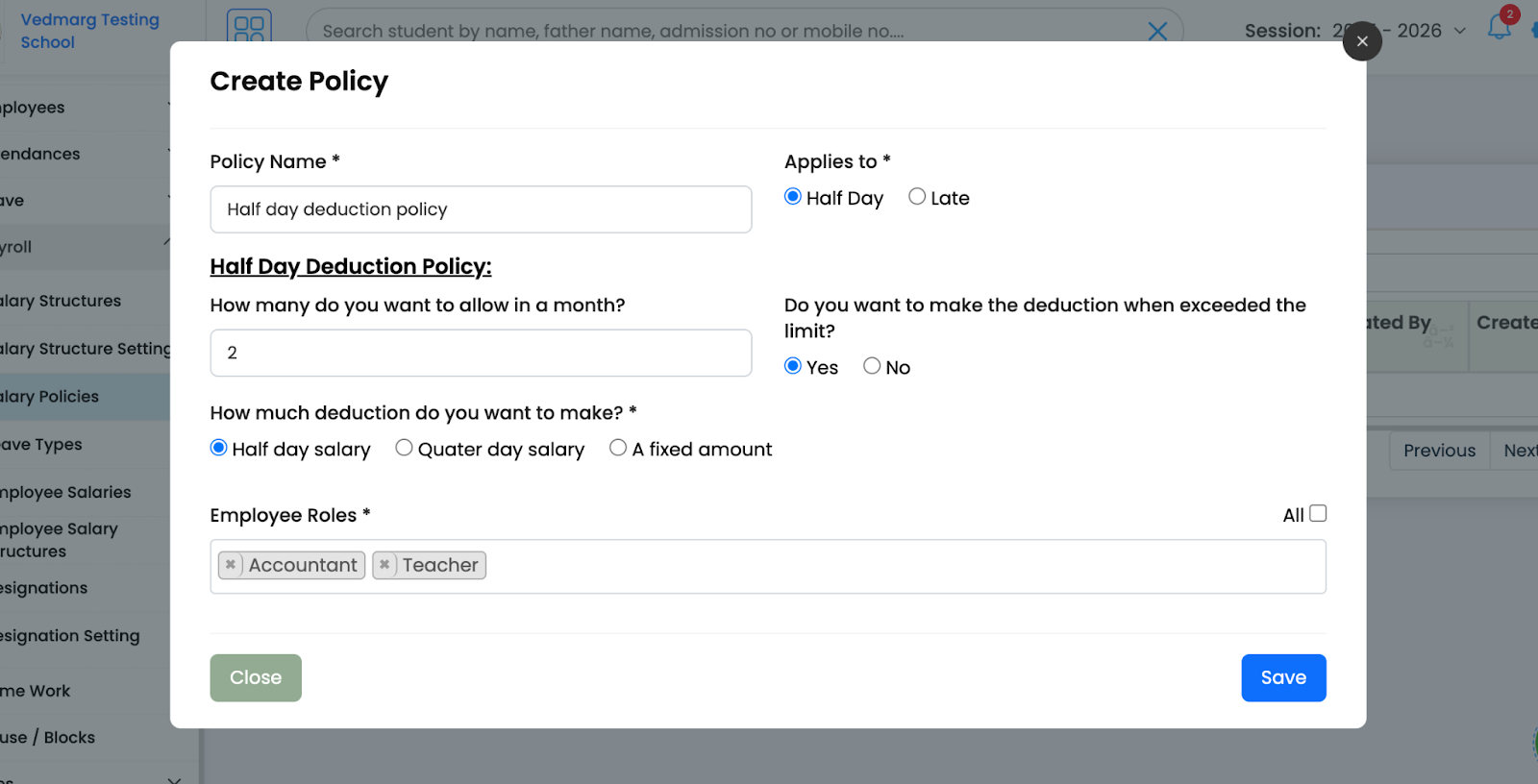 Employee leave integrated with payroll software