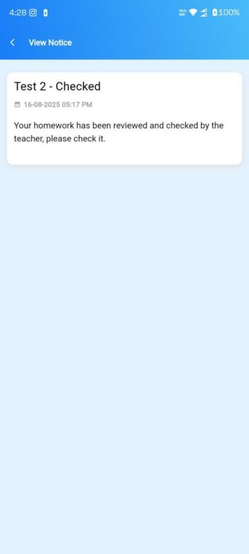 A notification comes to student when his homework has been reviewed