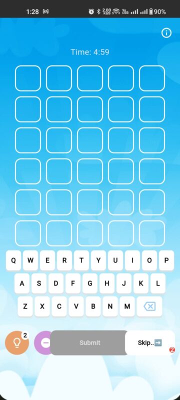 A view of WordMarg game, a play n learn game