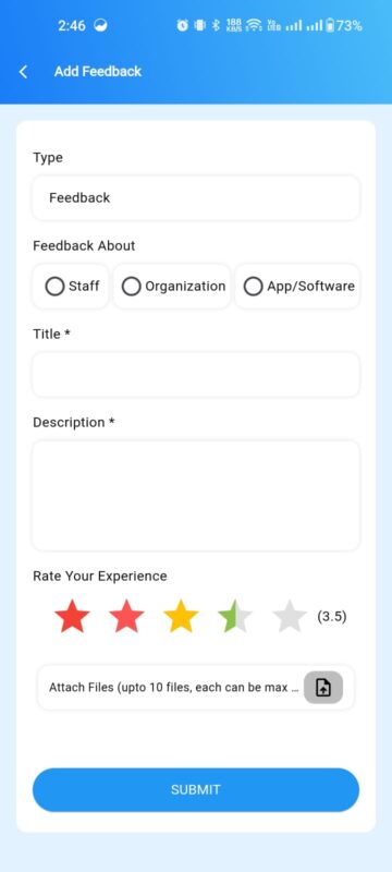 A view of the feedback section