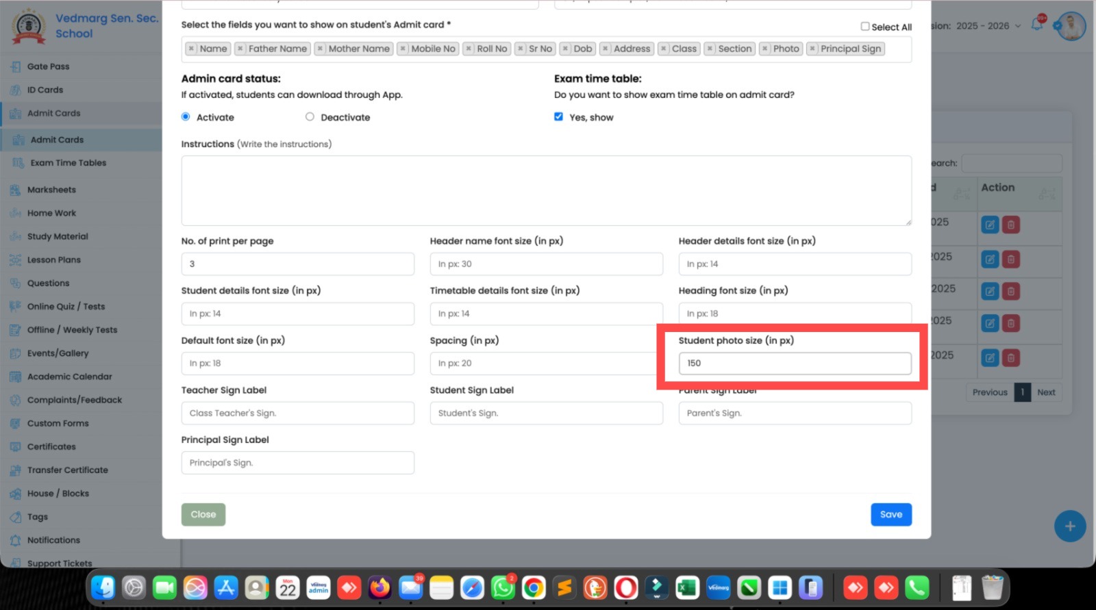 Admit Cards 1 - Development Updates