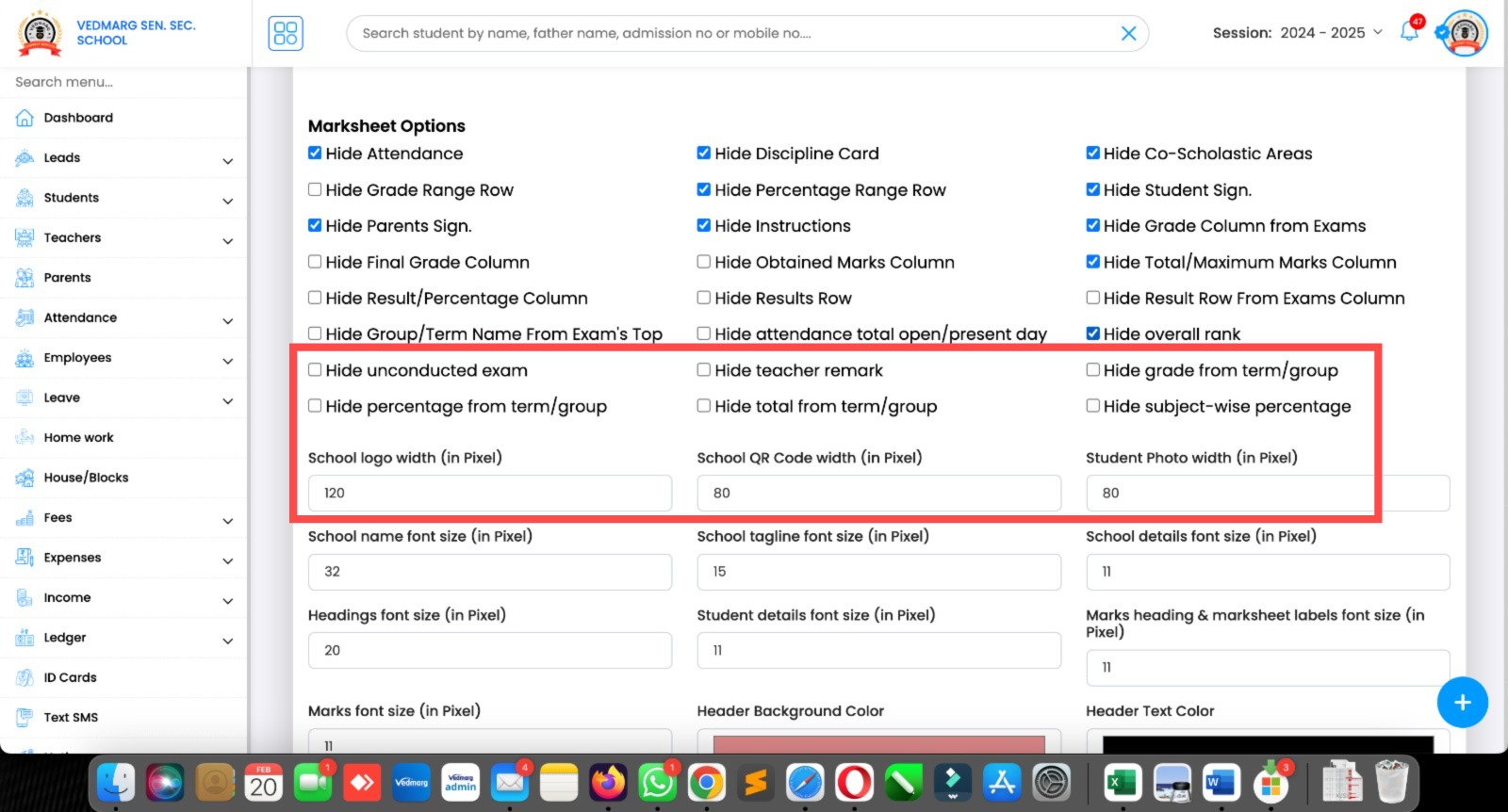Dynamic Options Added for Marksheets - Development Updates-3