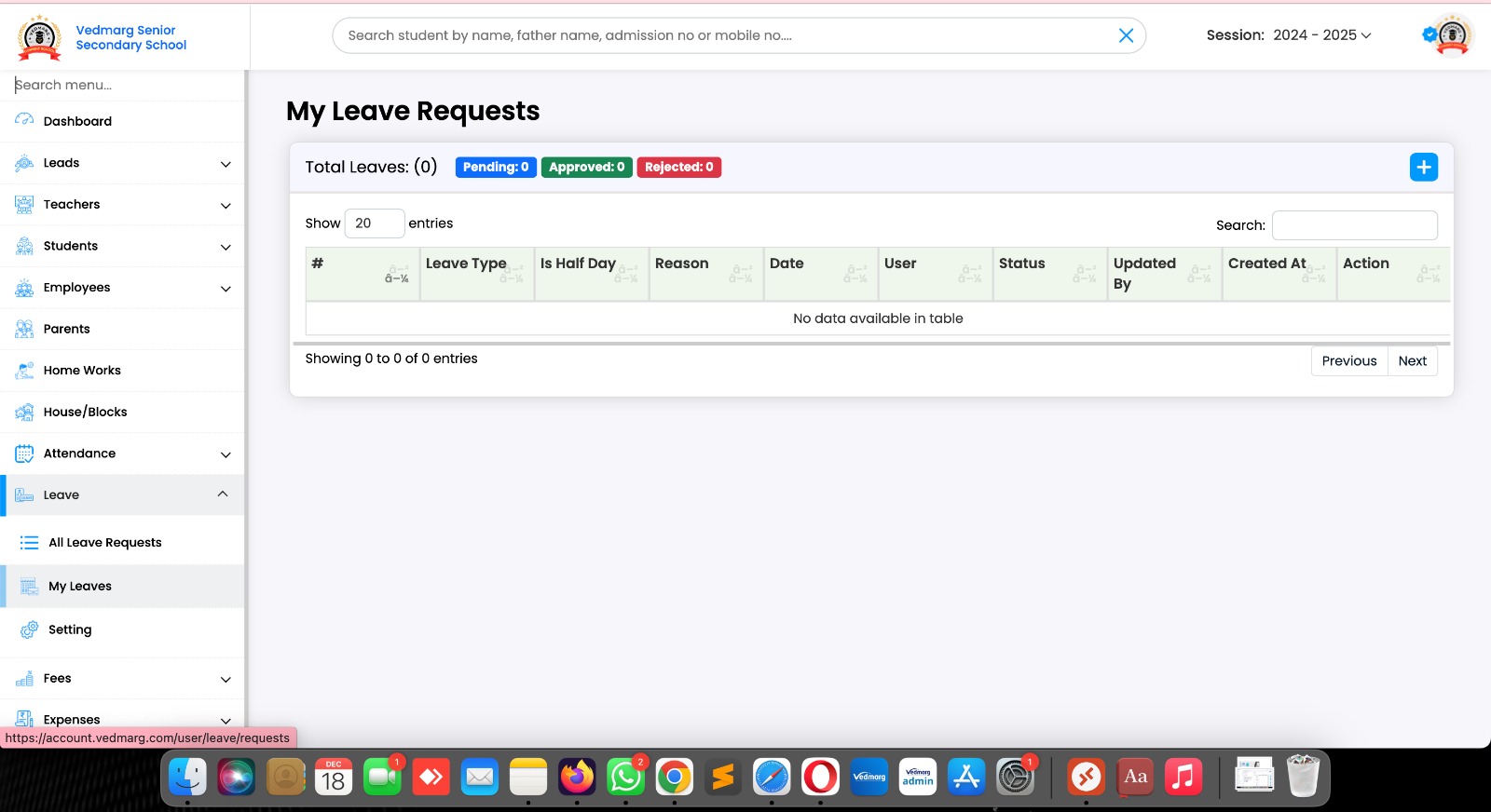 Employees can apply for leaves through thier ERP using the leave options