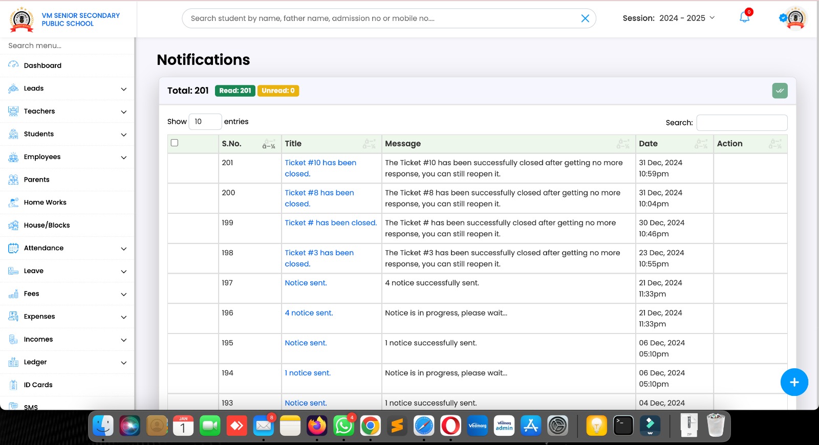 Here, you can check all the notifications at one place
