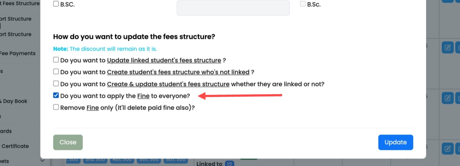 New Update in Fee Structure Bulk