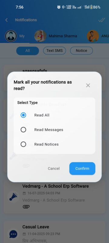 Now, anyone (student, parent, & teacher) can mark all notifications read