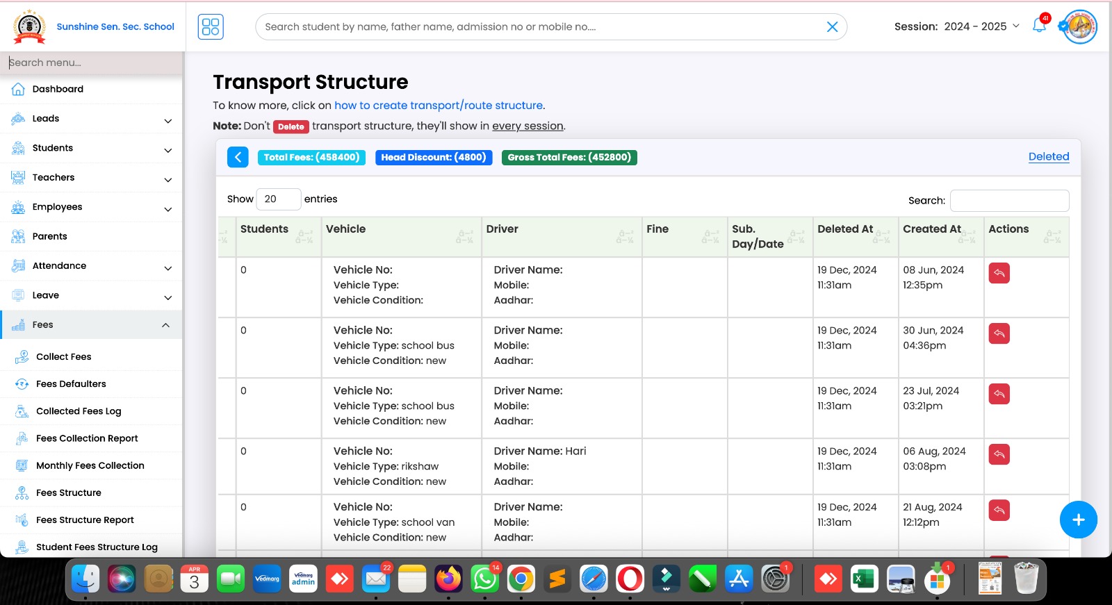 Restore Deleted Transport Structure