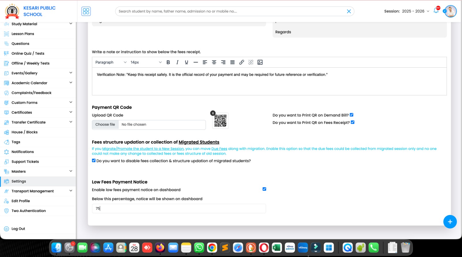 you can enable 'Low fees notice' from Settings